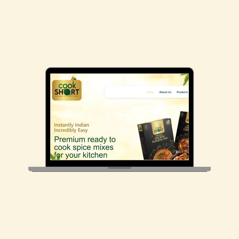 Cook short website mockup.