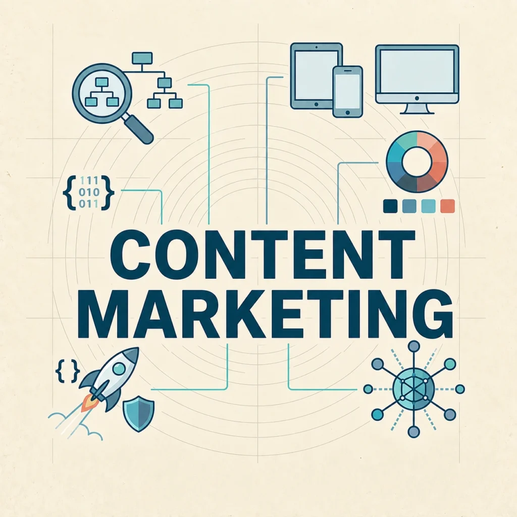 The image contains "CONTENT MARKETING" text.